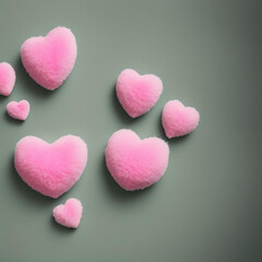 Obraz premium Vanentines Day Themed Heart Shaped Fluffy Furry Pillows Pink Park Background
