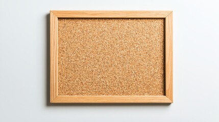 Fototapeta premium A cork board with a wooden frame on a white wall