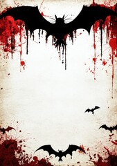 Dark and eerie bat silhouettes on a blood-splattered rule book page