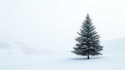 Fototapeta premium A lone tree in the middle of a snow covered field