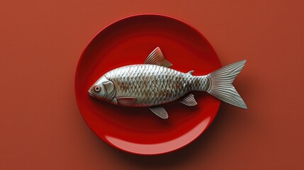 Open can of sardines displayed on a vibrant dark orange background with focus on rich details