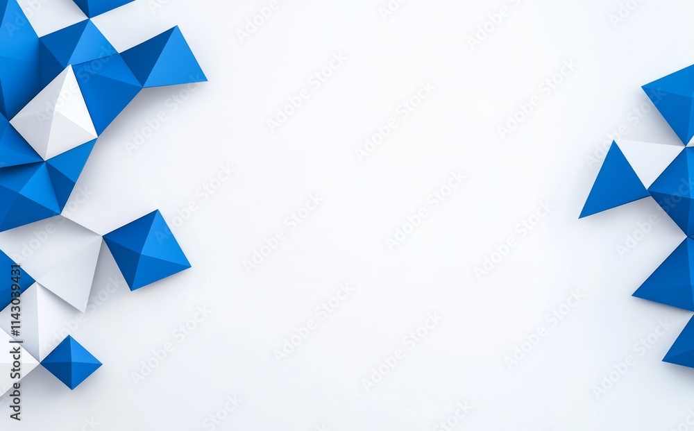 Poster a blue mosaic texture background featuring an abstract geometric triangle pattern.
