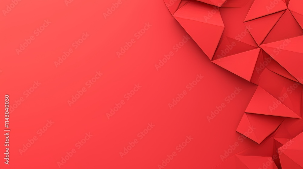 Poster immerse yourself in a dynamic red geometric pattern featuring abstract triangles, enhancing your des