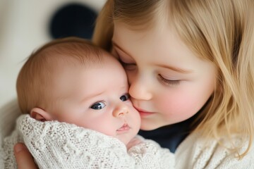 Siblings, older sister with toddler.  A new family member