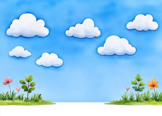 Obraz premium A sky blue watercolor gradient rectangle texture, showcasing an abstract background with watercolor stains, isolated on a white background. This hand-drawn aquarelle design has irregular, rounded