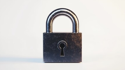 Naklejka premium A black padlock with a keyhole on a white background