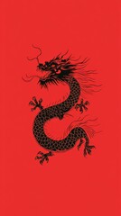 Obraz premium A Chinese dragon illustration highlights strength, protection, and cultural heritage, symbolizing good fortune and mythical power.