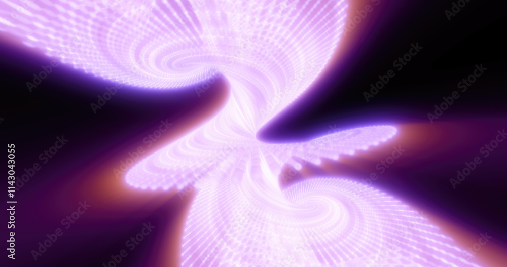 Poster abstract image of a fluid wave pattern in shades of purple with a glowing, dynamic effect, resemblin