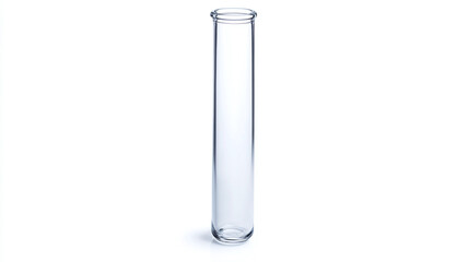 Small flask glass tube isolated. scientific experiment glassware equipment, chemical or medical laboratory research test, container, white, instrument.