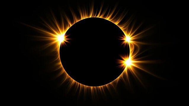 otal Solar Eclipse in Space Seamless Looping 4K Video. Astronomy, Sun, Moon, and Stars Background Footage for Science and Education Projects.