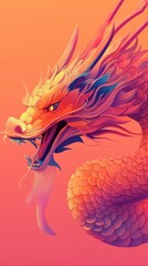 A Chinese dragon in oriental style symbolizes wisdom, power, and the harmony between tradition and modernity in Chinese culture.