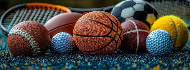 Transparent background featuring an assortment of sports balls for athletic themes.