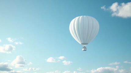 Fototapeta premium Tranquil White Hot Air Balloon Above the Horizon