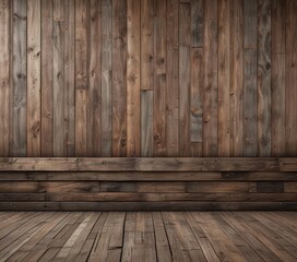 Naklejka premium Rustic wooden wall backdrop with weathered texture, aged, old, natural