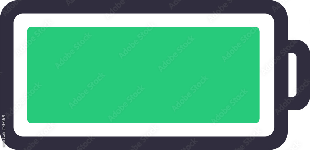 Poster full battery status icon displaying a complete energy level, representing power, efficiency, and rea
