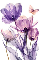 Stunning watercolor art with lovely purple flowers and a gentle pink butterfly, ideal for natureinspired designs. Keywords art, beautiful, floral, butterfly, nature, watercolor