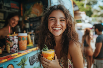 woman at a food truck