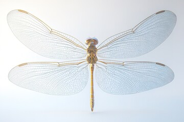 Transparent dragonfly model showing intricate wing pattern on clear background.