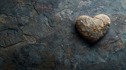 Naklejka premium A heart shaped rock on a dark background