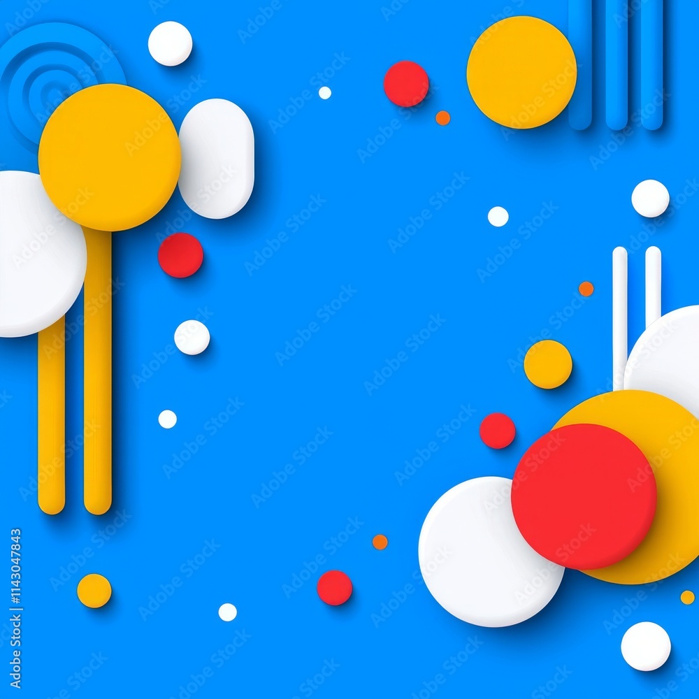 Poster a geometric pattern of white angled lines and triangles on an abstract blue business background.