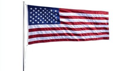 Obraz premium an american flag on a pole with a white background