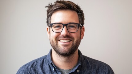 Obraz premium A man with glasses smiling at the camera