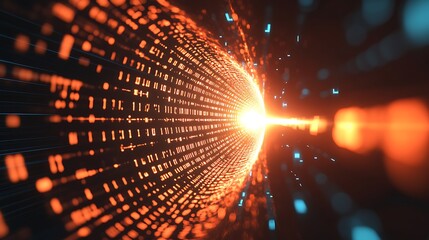Abstract Digital Tunnel Of Binary Code Data Flow