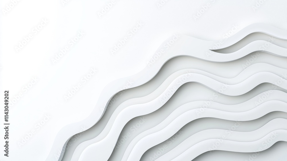 Poster a chic white background featuring an abstract geometric pattern with waves and curves.