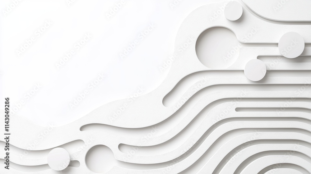 Poster An elegant abstract background with a white geometric pattern of waves and curves.