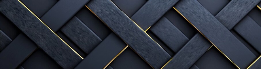 Elegant black and grey gradient backgrounds adorned with golden metallic triangles and stripes. A dark 3D geometric texture illustration complemented by a vibrant grid pattern. A sleek horizontal