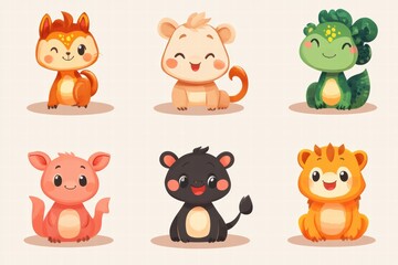 Fototapeta premium Celebrating Chinese New Year with a joyful gathering of cute animal characters in festive attire