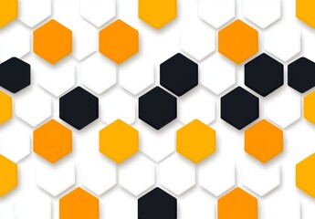 Bright yellow hexagons forming a repeating honeycomb pattern, connected in a contemporary geometric design with a transparent background.