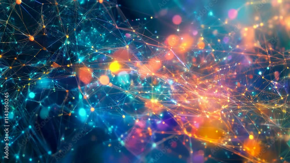 Aufkleber exploring the intricate exchange of data through vibrant abstract artwork and connections