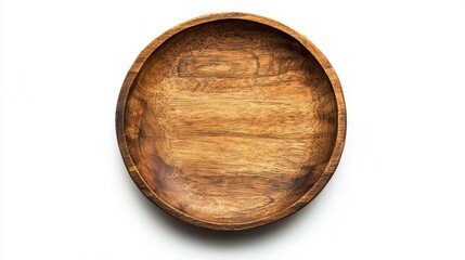 A wooden bowl on a white background
