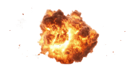 Fire explosion, transparent background