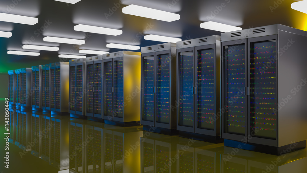 Fototapete server. server data center. backup, mining, hosting, mainframe, farm and computer rack with storage 
