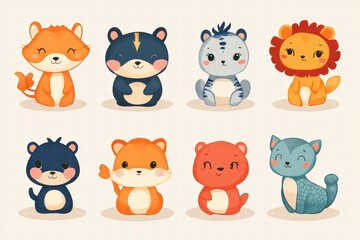 Colorful animal characters celebrating Chinese New Year with traditional themes and festive flair
