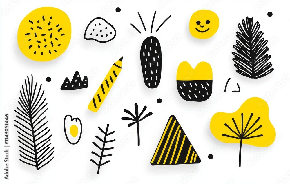 Aufkleber a retro-style background with memphis design elements, showcasing geometric shapes and simple figure