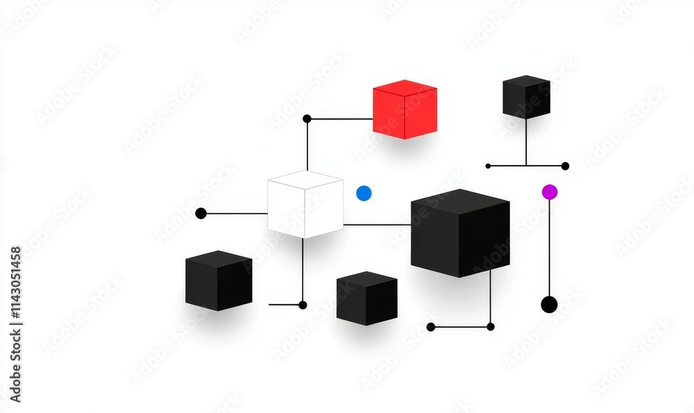 Poster an abstract geometric backdrop featuring isometric blocks and a polygon pattern.