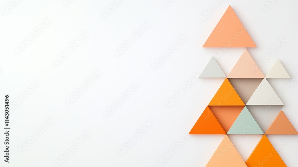 Poster a repeating pattern of triangles arranged in diverse geometric configurations.