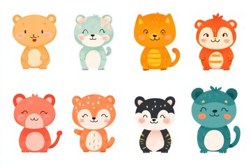 Fototapeta premium Cute cartoon animal characters celebrating Chinese New Year festivities with joy and cheer