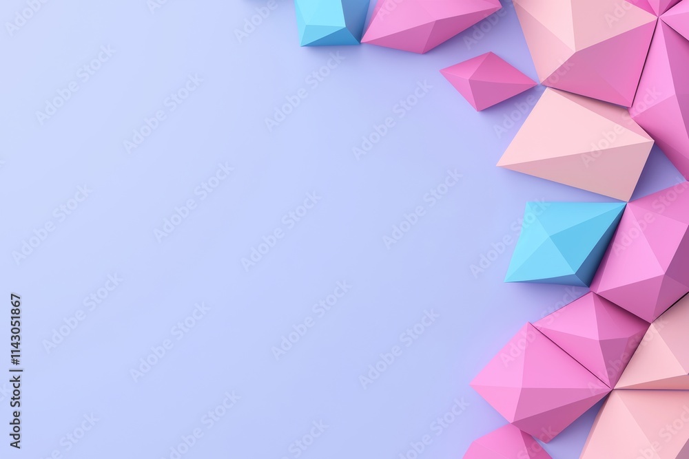 Poster an stock image showcasing a vivid purple geometric background with intersecting triangular shapes.