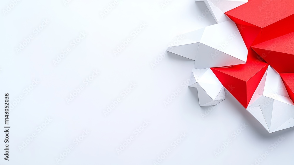 Poster abstract red and white triangles overlap to create depth in modern design. layered background art fe