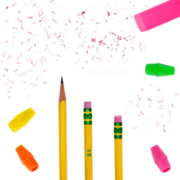 Pencils, erasers & bits - number two pencils, erasers, pencil top erasers and eraser bits