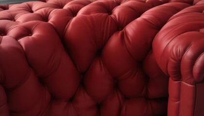 Obraz premium Luxurious red velvet upholstery, close-up texture Chesterfield pattern , home decor, soft, closeup