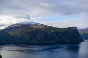 Autumn landscape in Bergen to Alesund road, south Norway. Europe