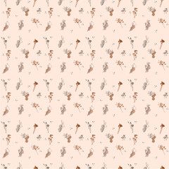 pattern of dry flowers on a light pastel background
