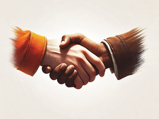 Illustration of two hands shaking in greeting or negotiation.
