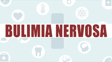 Bulimia nervosa text on blue background, medical concept