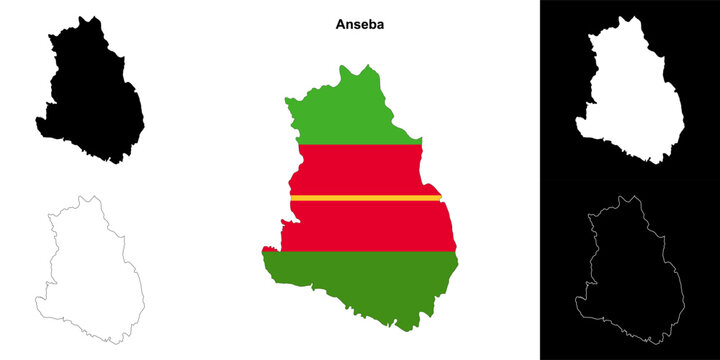 Anseba region outline map set